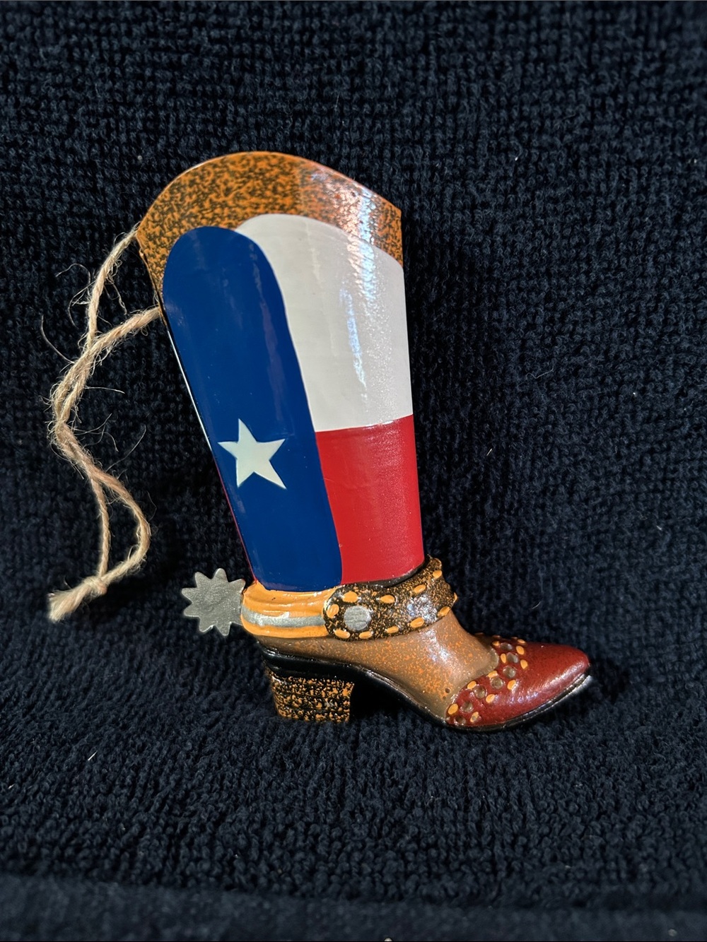 Texas Flag Metal Cowboy Boot Ornament